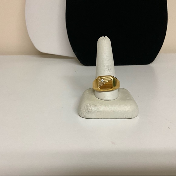 Avon 18K Hard Gold Electroplated Tigers Eye Sparkly Stone Signet Ring Vintage - Picture 3 of 16